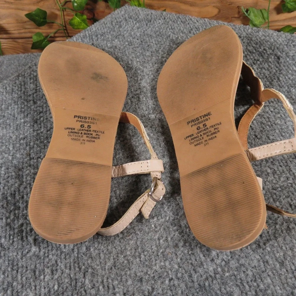 Steve Madden Pristine Womens 6.5 Nude Leather Thong Sandal Casual‎ Dressy Flat
